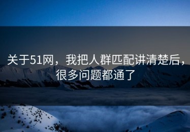 关于51网，我把人群匹配讲清楚后，很多问题都通了
