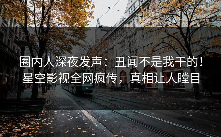 圈内人深夜发声：丑闻不是我干的！星空影视全网疯传，真相让人瞠目