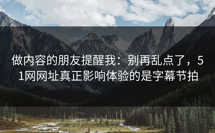 做内容的朋友提醒我：别再乱点了，51网网址真正影响体验的是字幕节拍