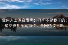业内人士深夜发声：丑闻不是我干的！星空影视全网疯传，全网热议不断