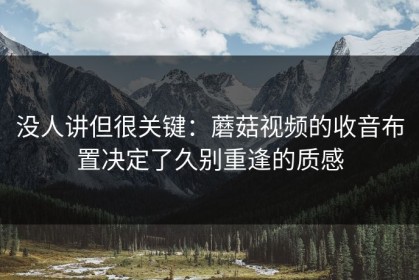没人讲但很关键：蘑菇视频的收音布置决定了久别重逢的质感