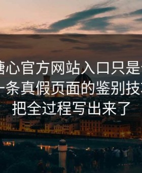 你以为糖心官方网站入口只是个词 - 其实牵着一条真假页面的鉴别技巧——我把全过程写出来了