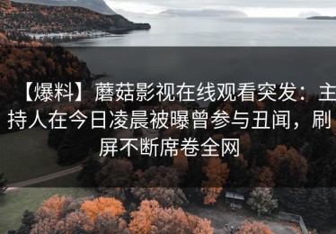 【爆料】蘑菇影视在线观看突发：主持人在今日凌晨被曝曾参与丑闻，刷屏不断席卷全网